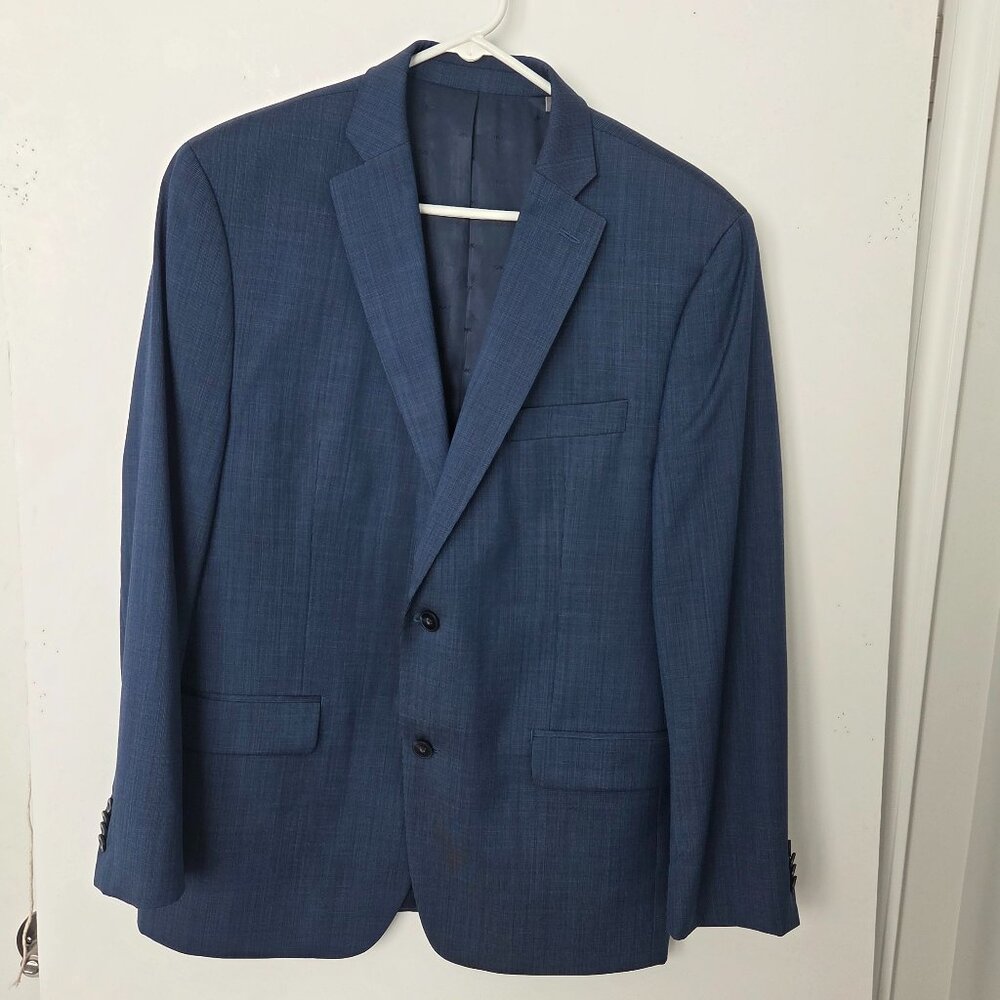 NWOT-Michael Kors Blazer Modern Classic Preppy 100% Wool Blue MicroCheck Men 42R